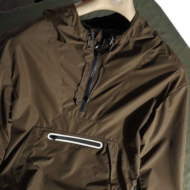 Outdoor Professional Men's Windproof and Waterproof Flight Jacket Half Zipper Pullover Hoodie Loose Hooded Assault Sweater