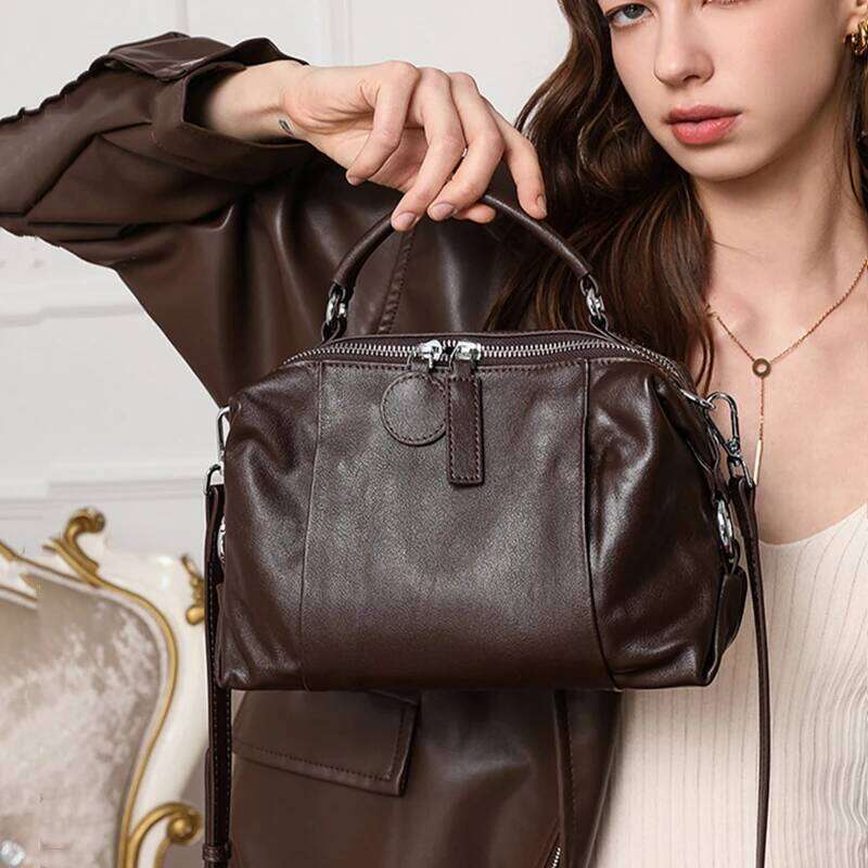 Designer Bags Women Natural Cow Genuine Leather Shoulder Bags Elegant Simple Medium Tote Bag Lady Soft Design Female Handbag Luxury Bag