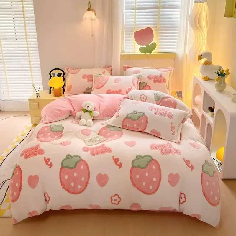 Winter Flannel Duvet Cover Rainbow Dual-color Soft Warm Quilt Cover Cozy Thick Comforter Cover for Adults Children Queen King Y250819