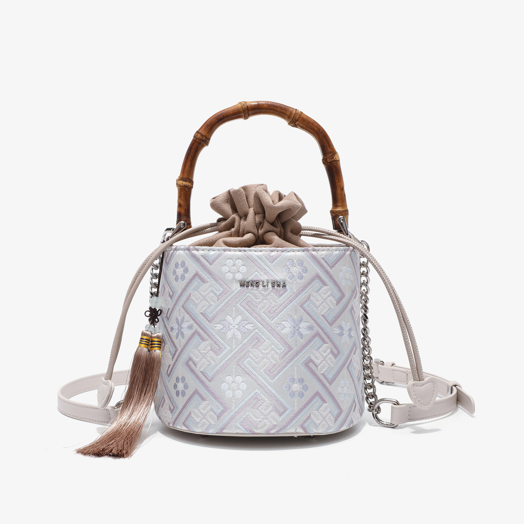 Free Shipping Designer New Light Luxury Women's Bucket Bag Fashion Bamboo Hand-held Cylindrical Bag Shoulder Bag Handbag