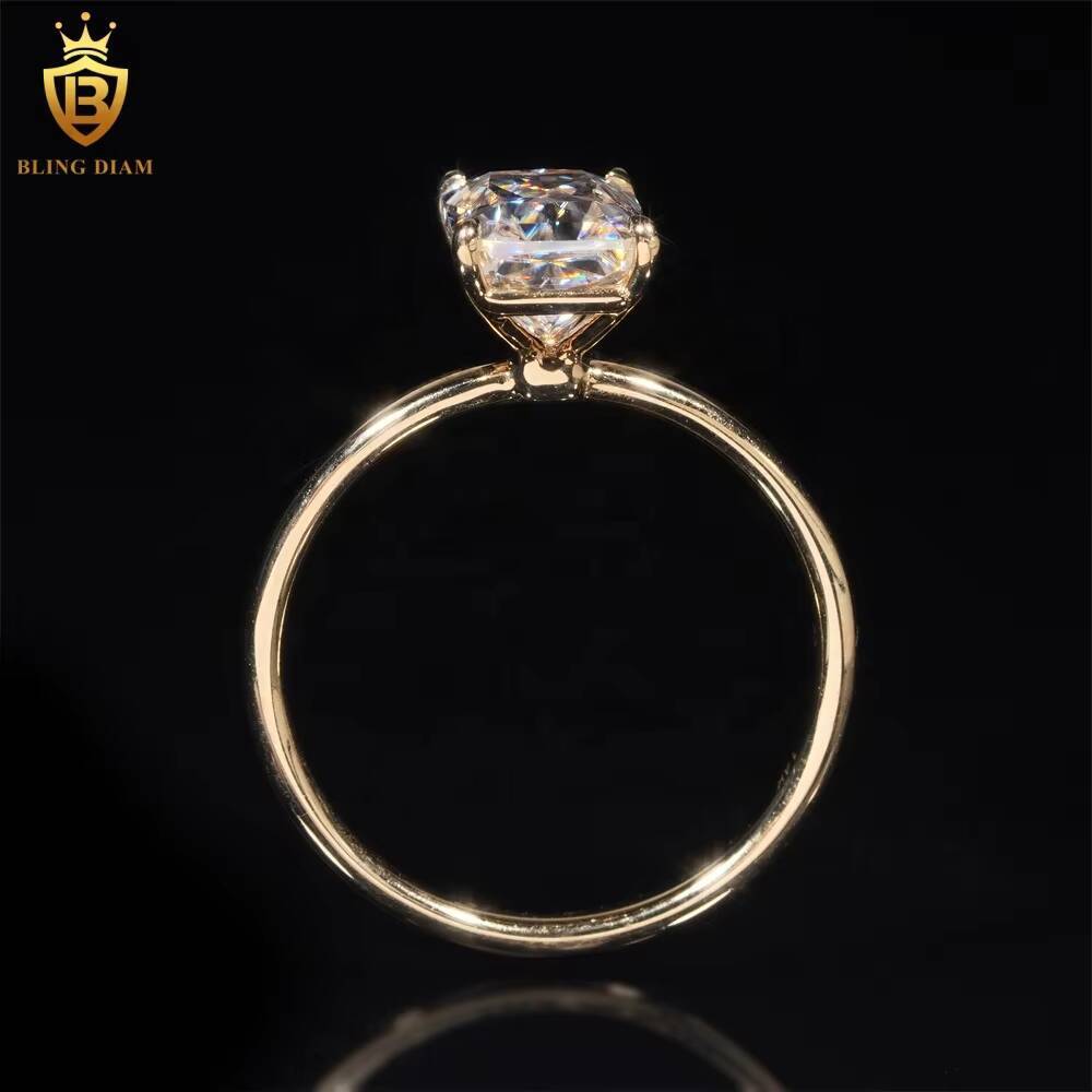 Ready Shipping High Quality Fashion Fine Jewelry VVS Miossanite Diamond 14K Yellow Gold Engagement Wedding Ring