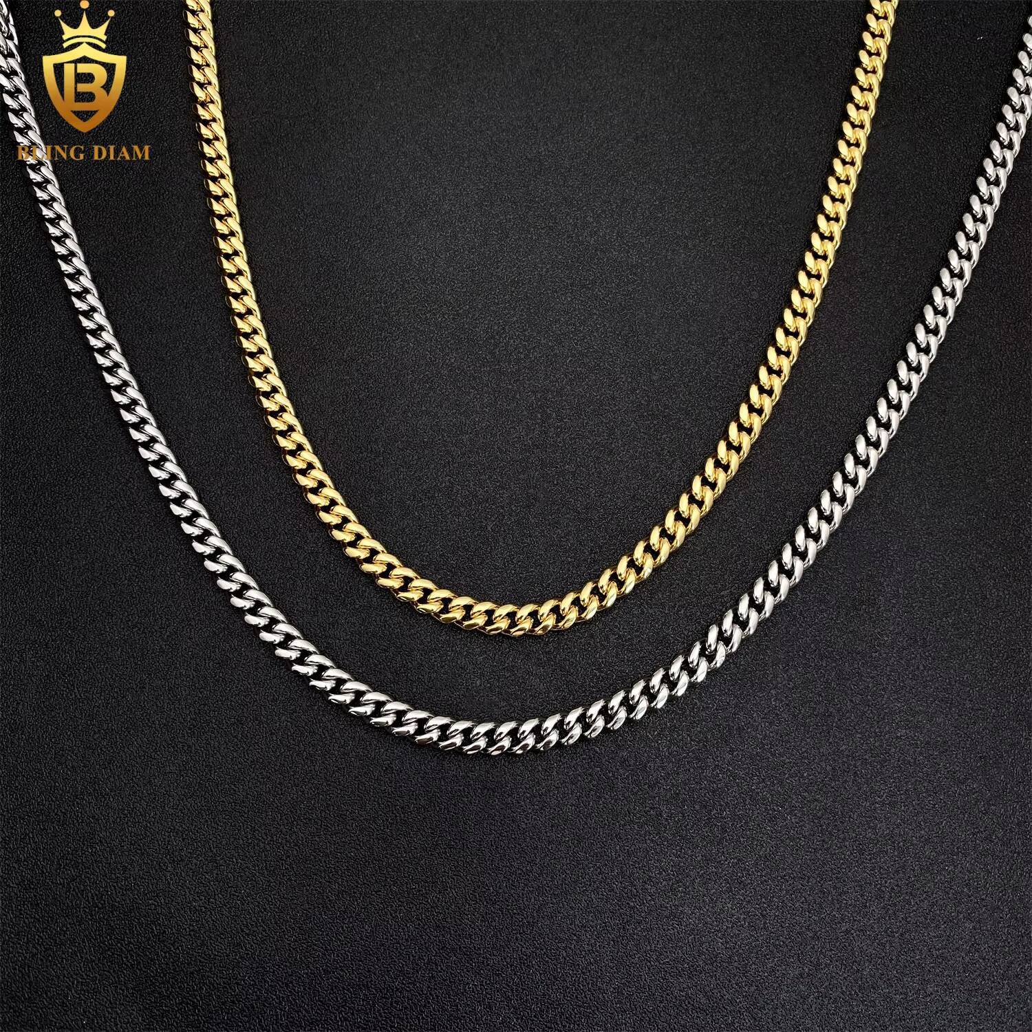 6mm Hip Hop Jewelry Cuban Link Chain 925 Sterling Silver Vvs Moissanite Iced Out Gold Plated Bracelet Necklace