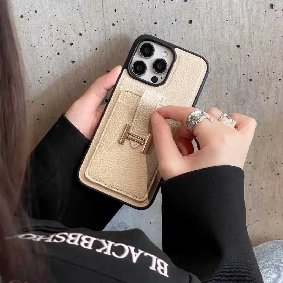 Luxury Card Slot Vegan Leather Phone Case for iPhone 16 15 14 13 12 11 Plus Pro Max Lichee Texture Fashion Cover Coque S32 S250820