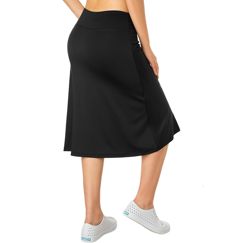 Women's Midi with Zipper Pockets,26" Knee Length Skorts for Women Athletic Swim Skirts
