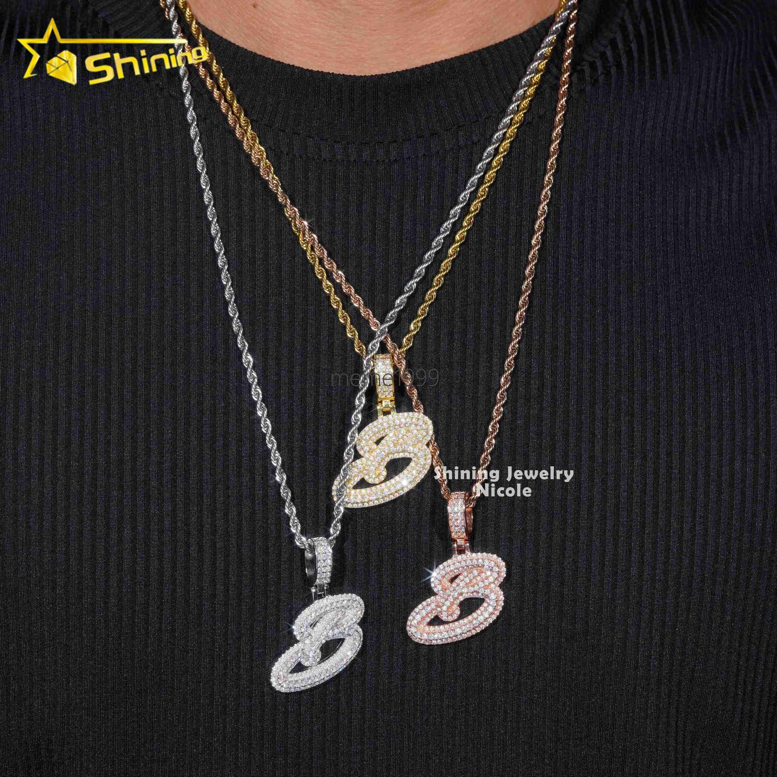 Custom Jewelry High Quality VVS Diamond 925 Silver Iced Out Name Initial B Moissanite Letter Pendant