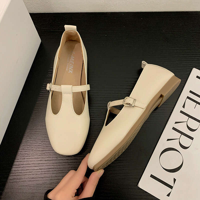 Design Sense Niche Mary Jane for Women Flat Korean Style Small Leather Internet Celebrity Soft Sole Casual Spring Summer Single Shoes