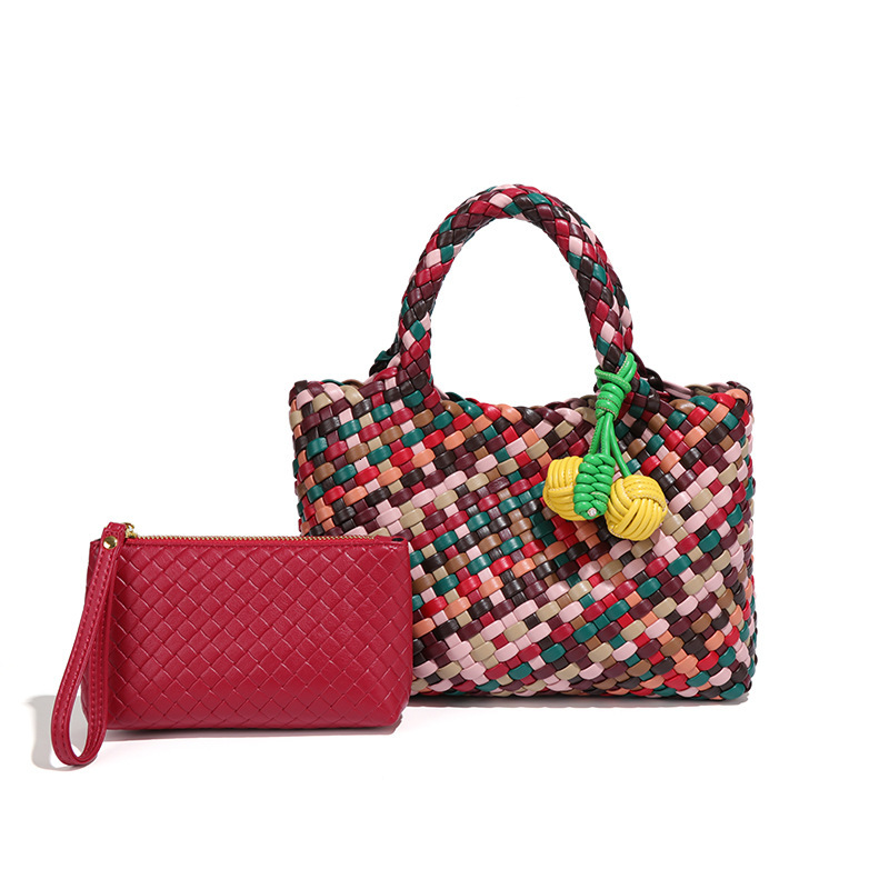 Free Shipping Designer Premium Texture Hand Woven Bag New Fashionable Women's Casual Handbag Luxurious Rainbow Single Shoulder Armpit Bag