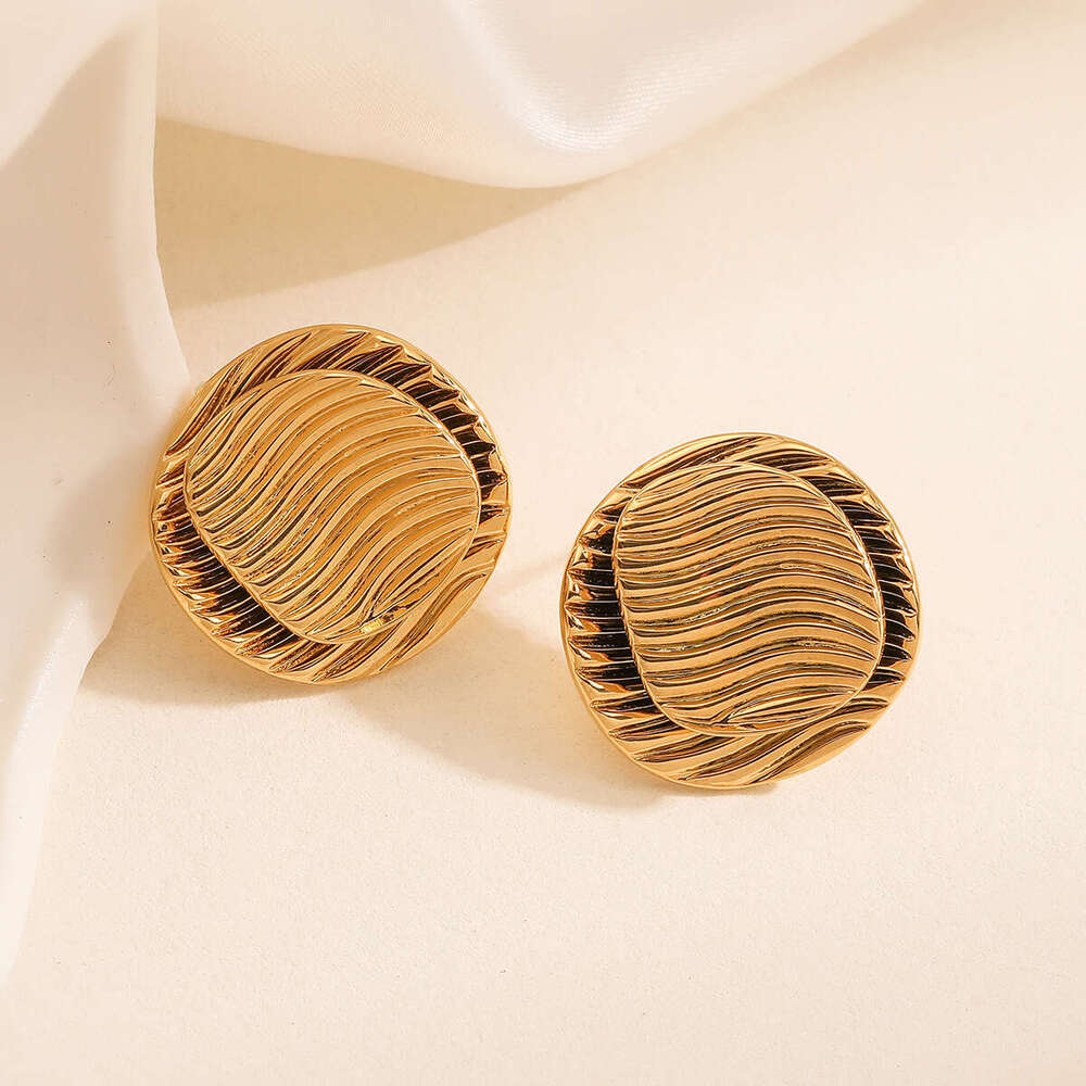 Hot-Selling Gold-Plated Geometric Flower Stainless Steel Earrings for Women, Niche Simple Designer Ear Jewelry