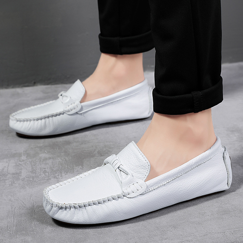 Live First Layer Cowhide Lazy Small Size Men's Casual Versatile Soft Surface Leather Loafers Driving Shoes ddmymoon