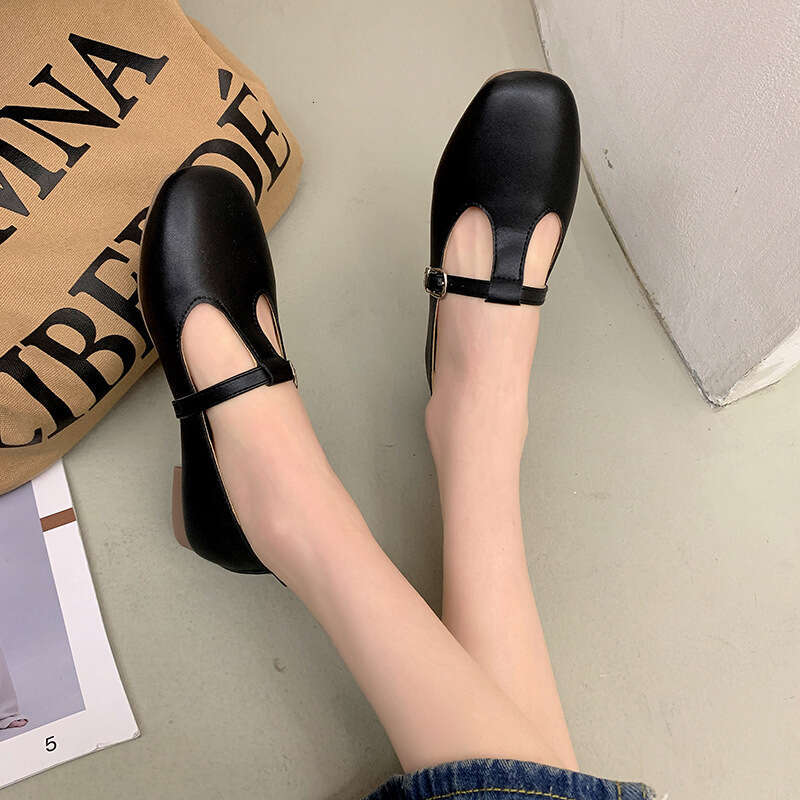 Design Sense Niche Mary Jane for Women Flat Korean Style Small Leather Internet Celebrity Soft Sole Casual Spring Summer Single Shoes