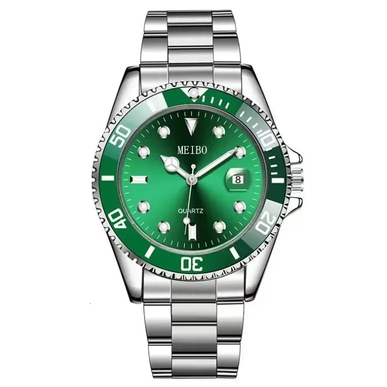 Mens Watch Green Water Ghost Calendar Watch High end Simple Fashion Stainless Steel Student Sports Watch 250818