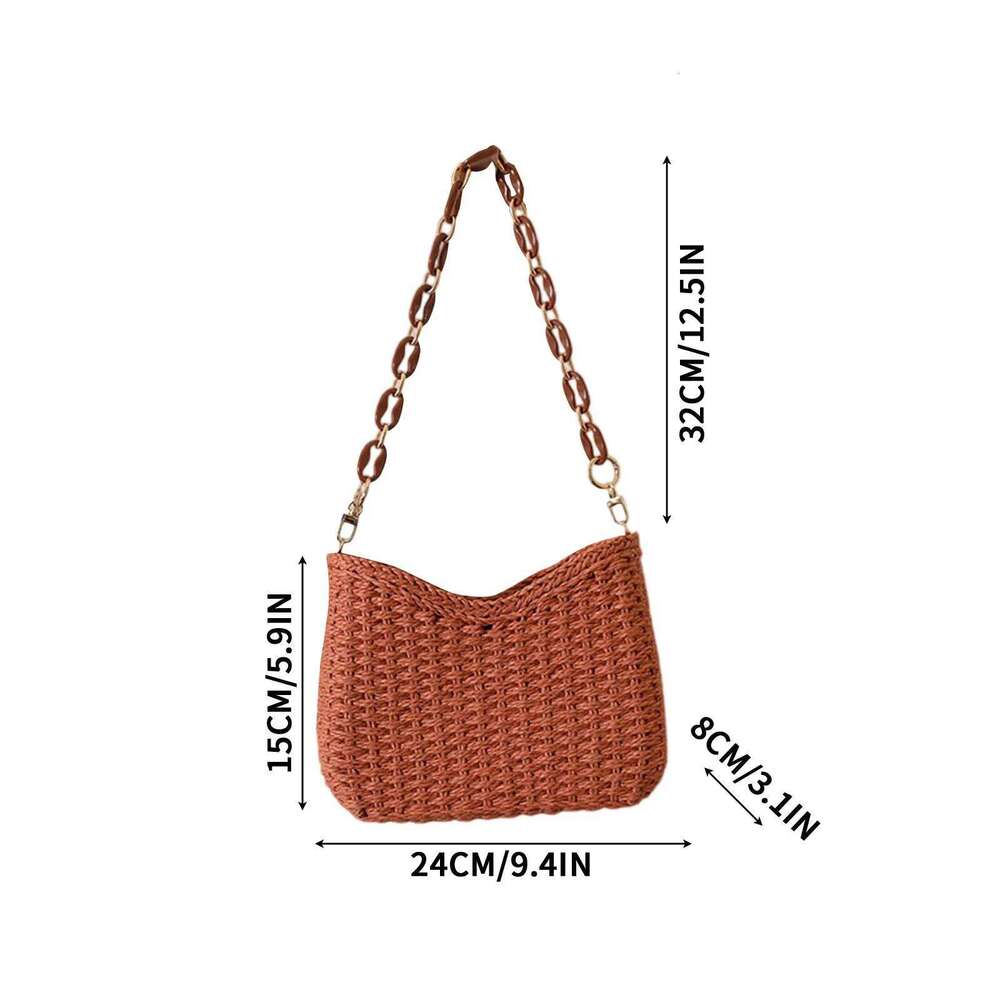 Fashion Bags Small Fresh Purple Underarm New Crescent Single Shoulder Solid Straw Woven Women's Holiday Beach Bag