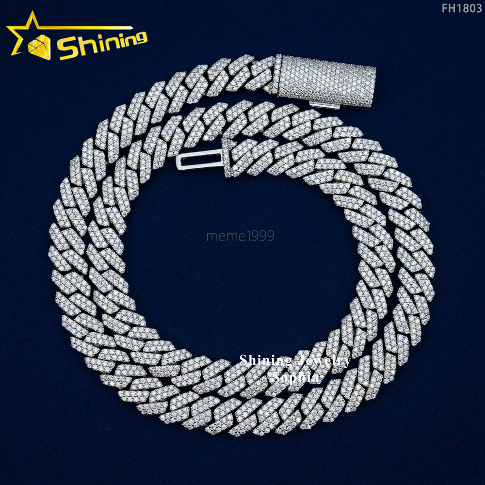 Wholesale Factory China Hip Hop Jewelry Necklace 925 Sterling Silver Micro Pave moissaniteia Diamond moissanite Cuban Link Chain