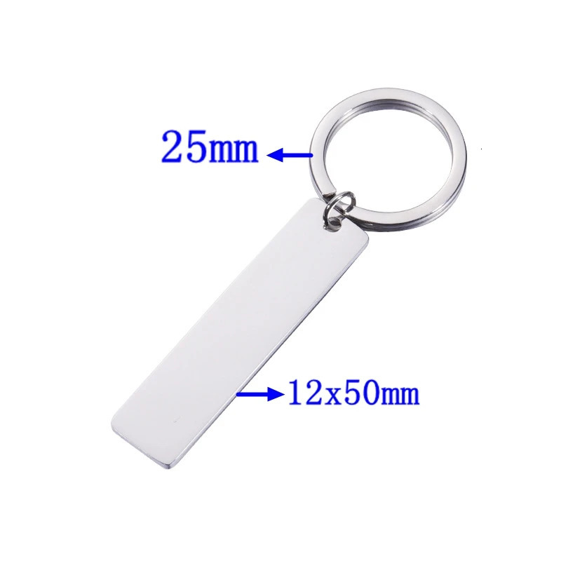 10Piece 12x50mm Mirror Polished Stainless Steel Strip Blank Keychains For DIY Souvenir Gifts Mens Car Key Jewelry 250811