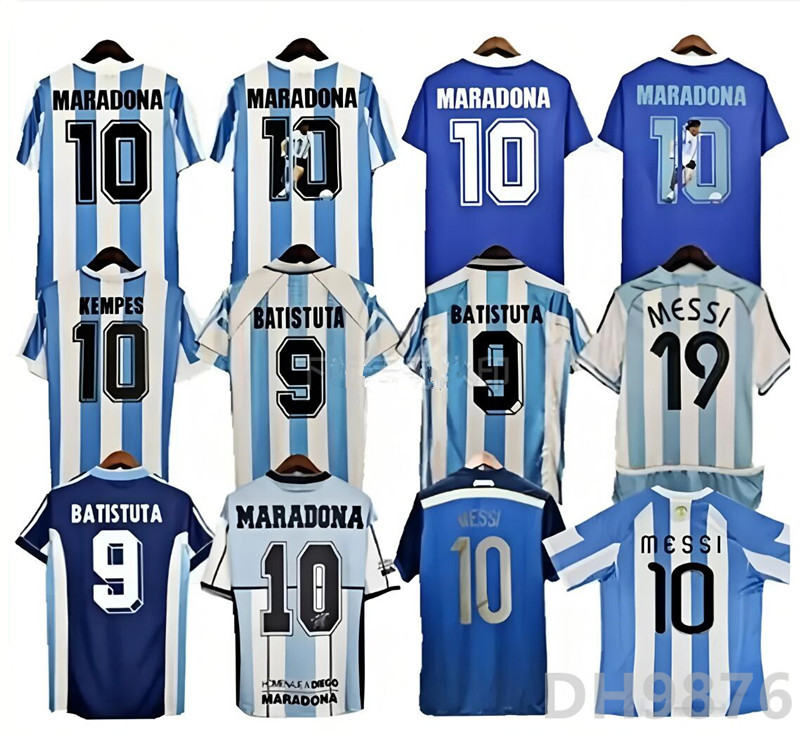 Retro Argentinas Soccer jersey Maradona 1978 1986 1996 1998 2000 2001 2006 2010 Batistuta Riquelme HIGUAIN KUN AGUERO AIMAR men kids kit Football Shirt uniforms