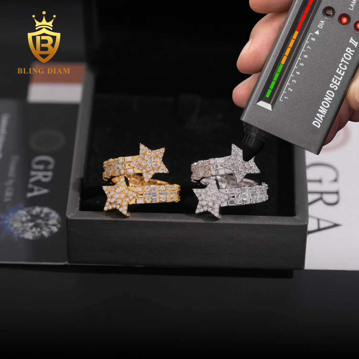New Arrivals Custom Hip Hop Rings Fine Jewelry 925 Silver Heart Star Shape Baguette VVS Diamond Iced Out Moissanite Ring