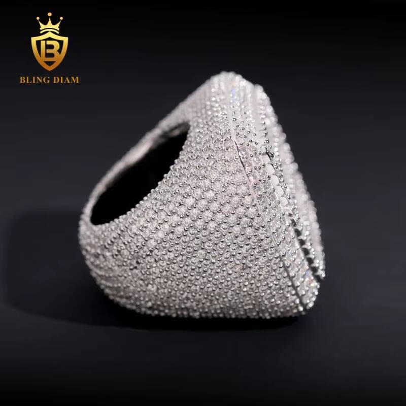 Wholesale Hip Hop Jewelry 925 Sterling Silver Ice Out Vvs Moissanite Fully Diamond Men Rings Square