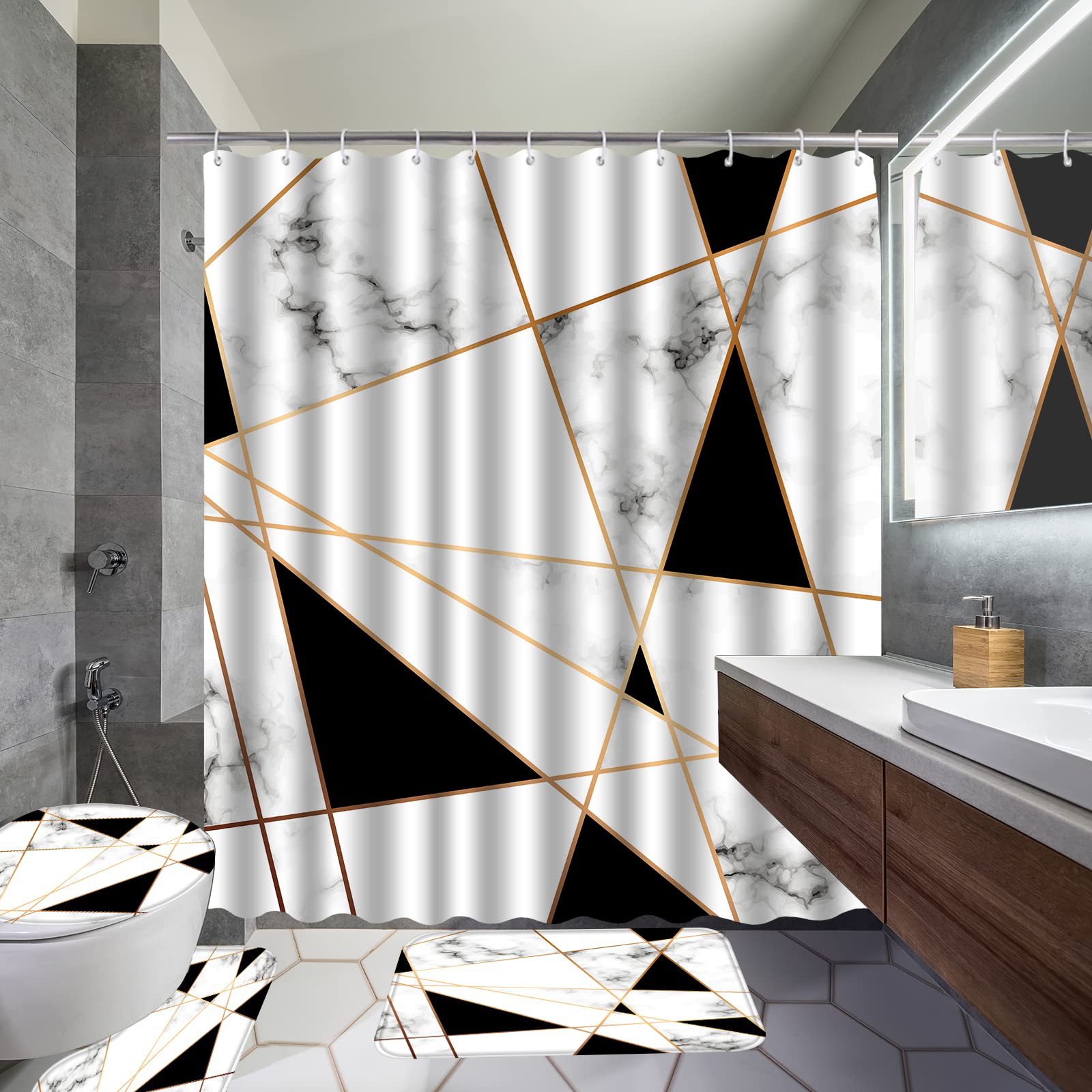 YL-36965 digital printed cloth shower curtain waterproof thick bathroom partition curtain with hook cross-border supply