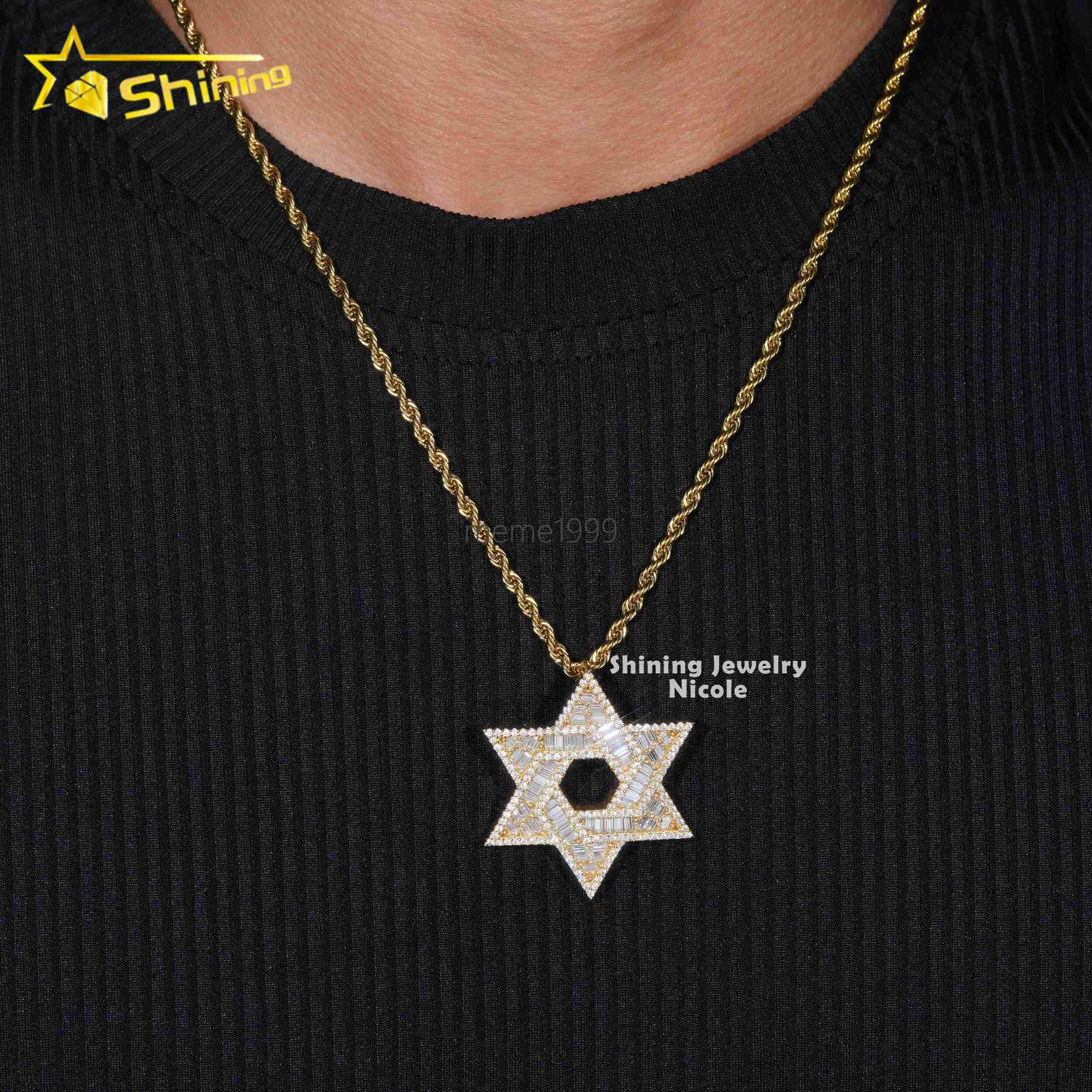 Custom High Quality Hip Hop Star 925 Sterling Silver Iced Out Baguette VVS Diamond Moissanite Pendant