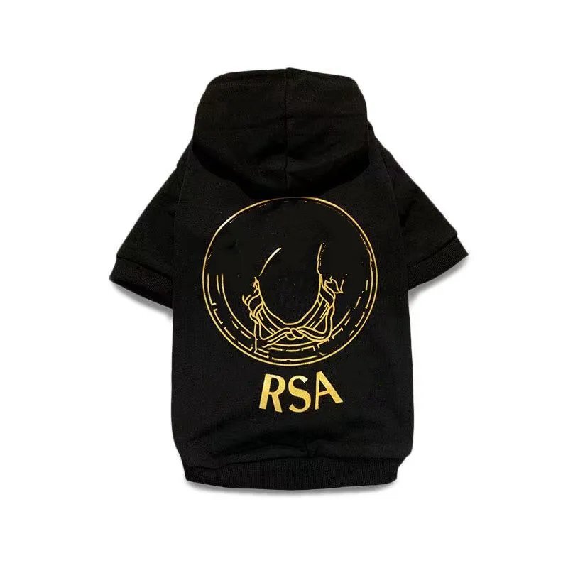 Designer Clothes Brand Apparel Soft Hoodie with Classic Letter,Winter Dog Sweaters Warm Sweatshirt Pet Pullover for Small Medium Dogs Black d4c