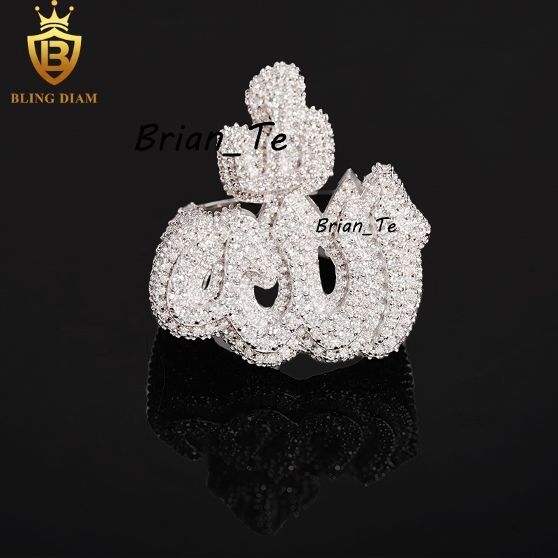 Hot Sale Hip Hop Jewelry Ring 925 Silver Ice Out VVS Moissanite Fully Diamond Mens Rings