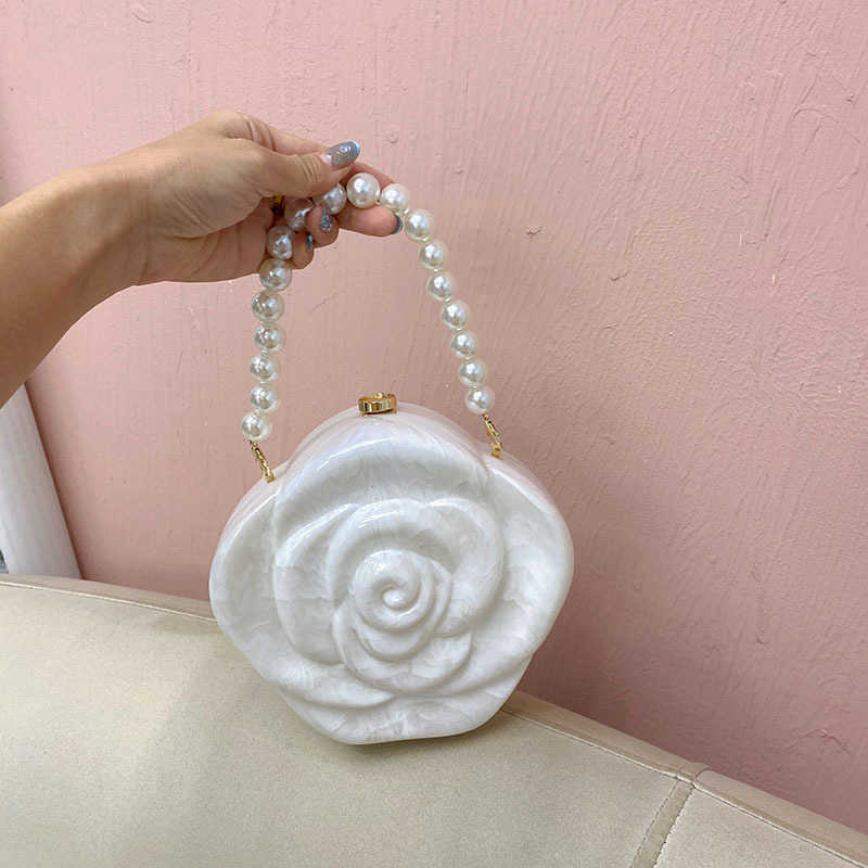 Fashionable Rose Flower Acrylic Bag Hot-Selling High-End Feel Coin Purse Lipstick Crossbody Clutch Bag