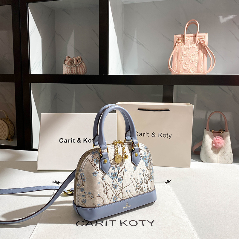 Free Shipping Designer Luxury Heavy Embroidery Women's Shell Bag Mini Handbag Chinese Style New High-end Contrasting Single Shoulder Crossbody Ba
