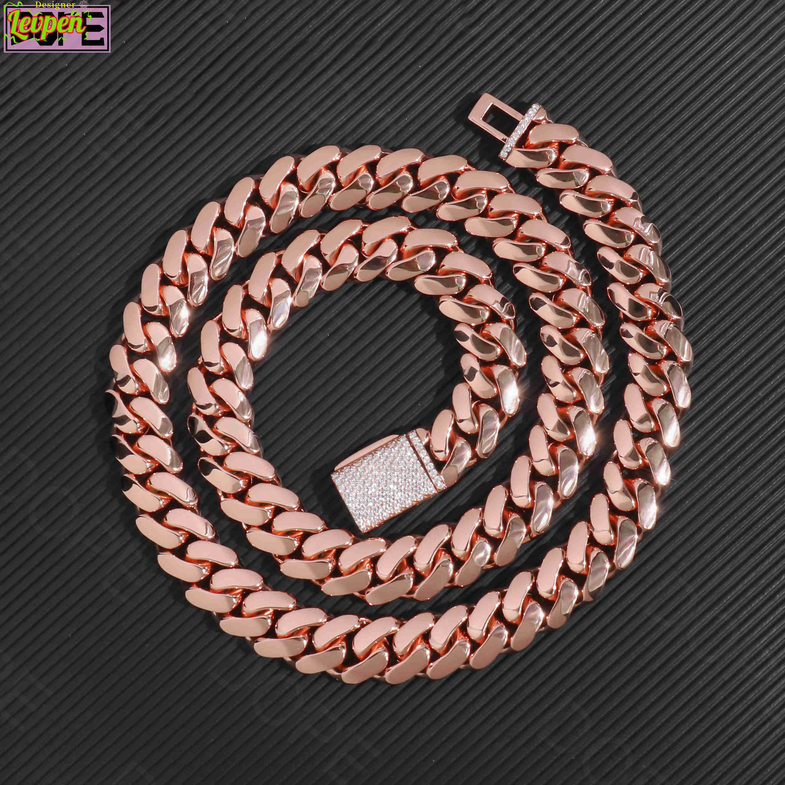 Chain Link 12mm 925 Cuban Silver Hip Hop Rose Gold Plated Custom Iced Out Moissanite Clasp Miami Cuban Chain