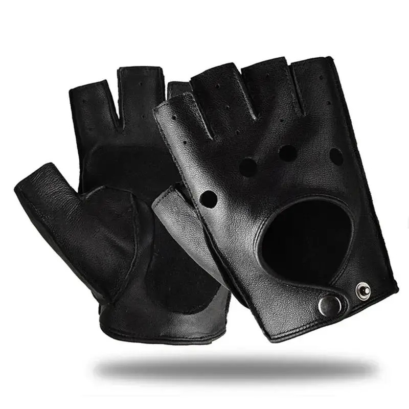 Mens Fingerless Half Finger Driving Fitness Motorcycle Cycling Goatskin Men Pu Leather Gloves Mittens 250811