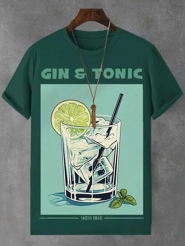 Mens Gin And Tonic 3D Printed T-shirt Summer Vacation Casual Party Quick Drying Short Sleeve Top Daily Plus Size Men Tee Shirts Y250819