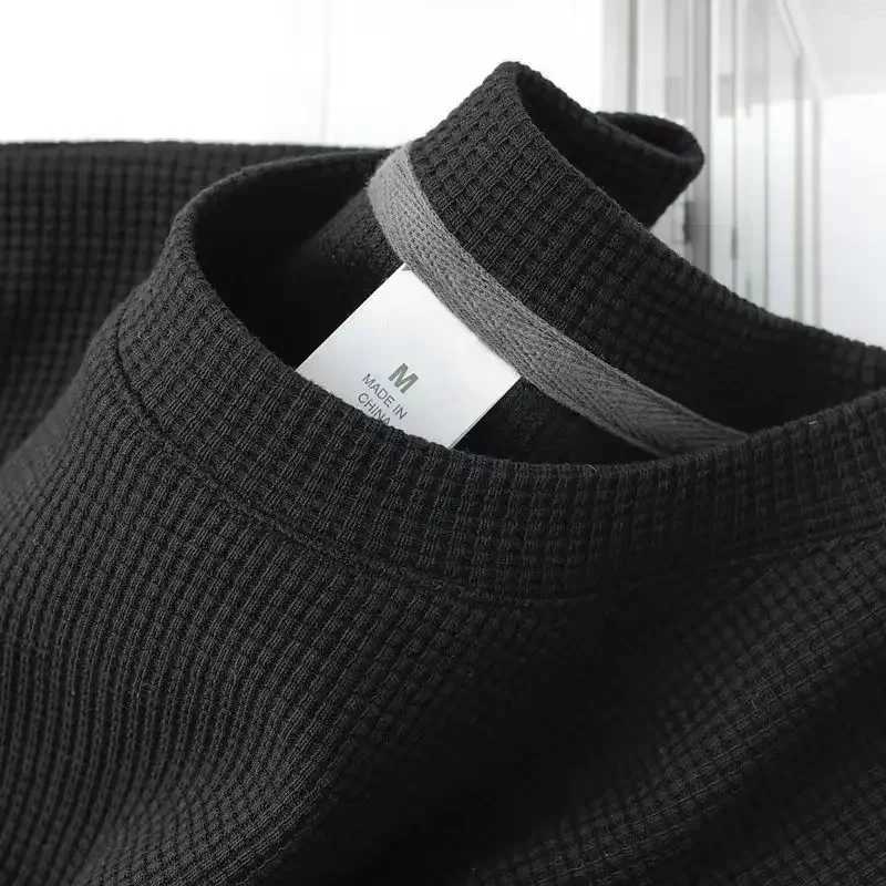 Mens Summer Waffle Round Neck Short Sleeve T-Shirt Comfortable Breathable Short-Sleeved Top for Casual Wear Y250819