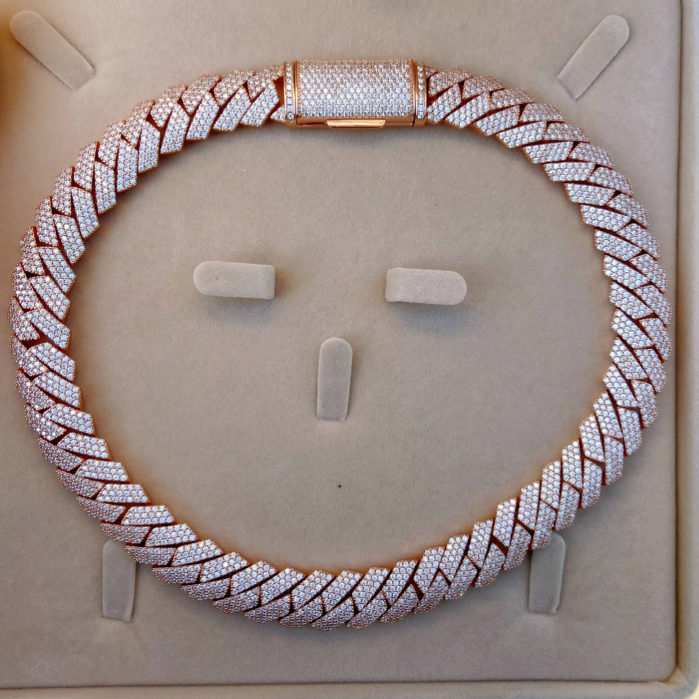 15mm Chain Hip Hop S925 Fine Jewelry Luxury Miami Cuban Link Chain VVS Moissanite Diamond Necklace