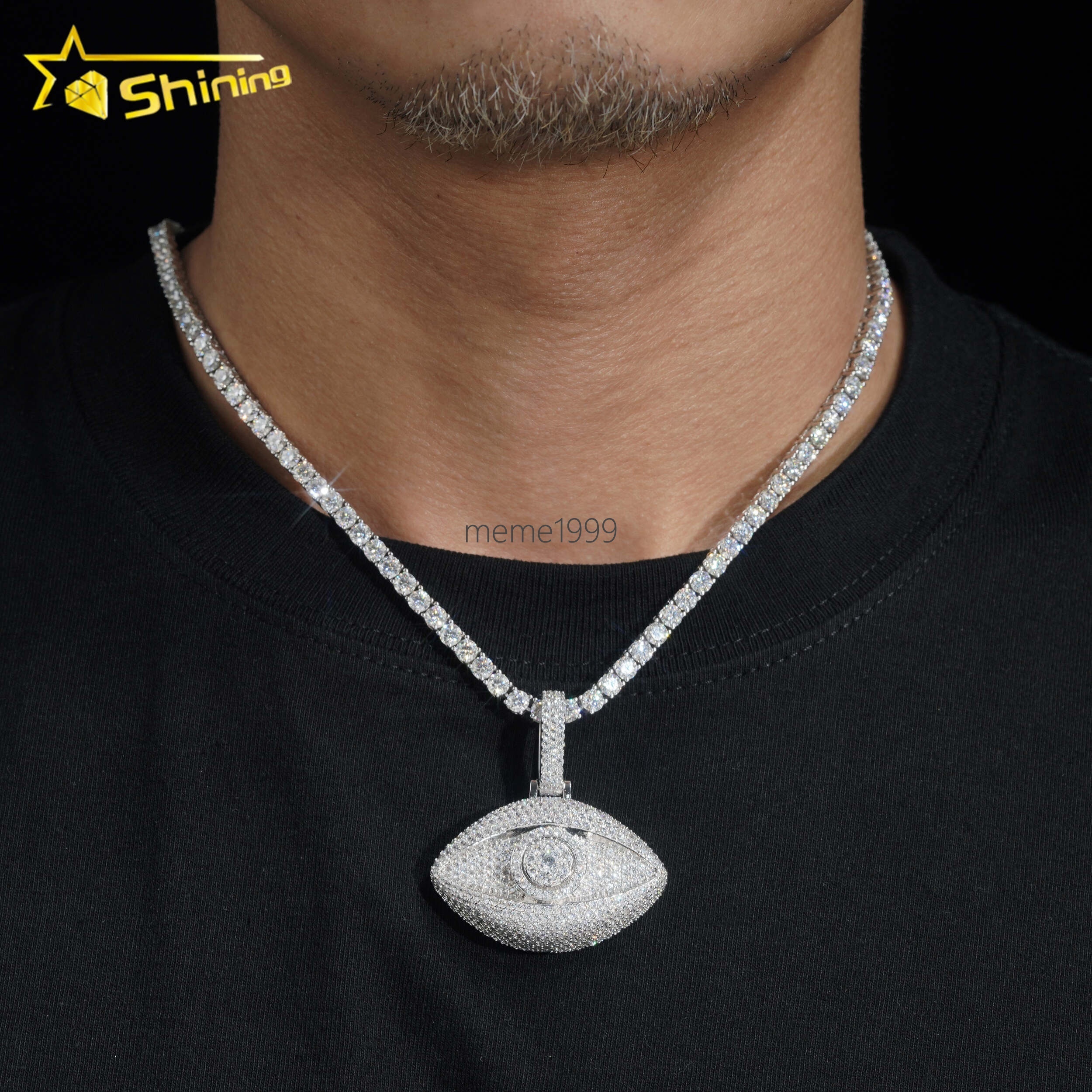 Pass Diamond Tester GRA Certificate 925 Sterling Silver Hip Hop 3D Eye VVS Moissanite Pendant