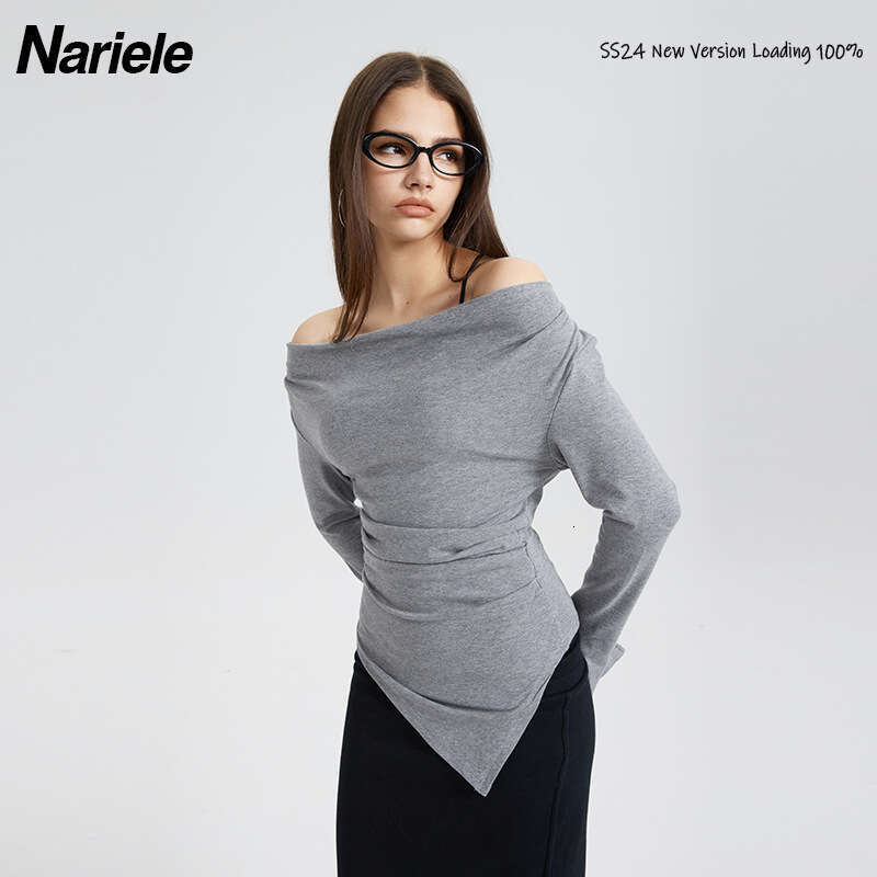 Heyhenry Trendy Brand Pure Desire Sweet Spicy Girl Irregular Off-Shoulder Top Design Sense Niche Base Shirt For Women B5