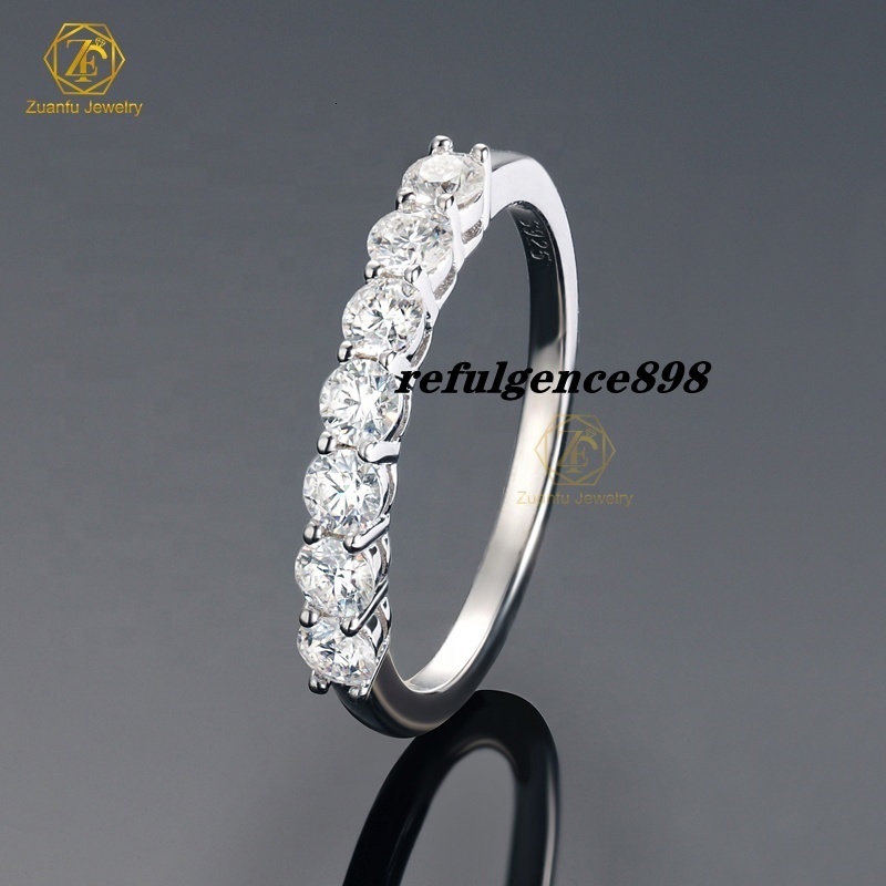 Customized Fine Jewelry 10K 14K 18K AU750 White Gold 3mm Round Brilliant D VVS Lab Grown Diamond Engagement Wedding Band Ring