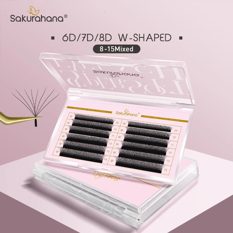 SAKURAHANA Automatic Flowering W Shaped Bloom 6D 7D 8D Premade Fans CDLLU Curl Mink Individual Lash 250811