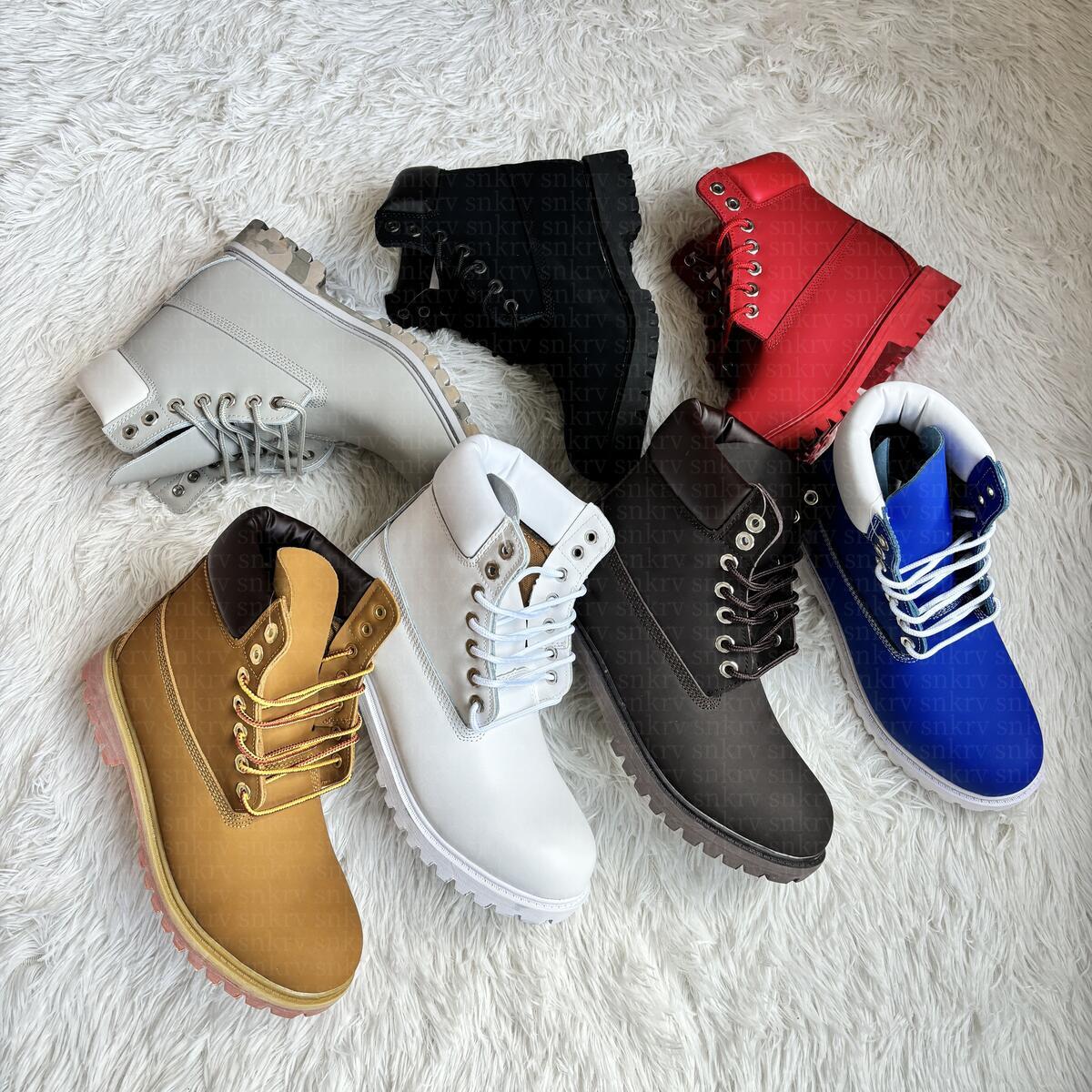 Tims Designer boots premium 6 inch waterproof boot classic leather womens rhubarb martin shoes mens camo cowboyboots navy ankle booties outdoor sport daily outfit