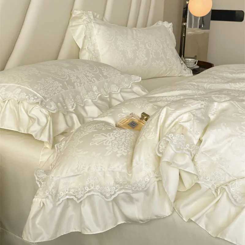 60S High-End Silk Jacquard Bedding Sets Summer Wash Ice Silk Sleeping Naked Quilt Cover Set Twin Full King Size Bedroom Decor Y250819