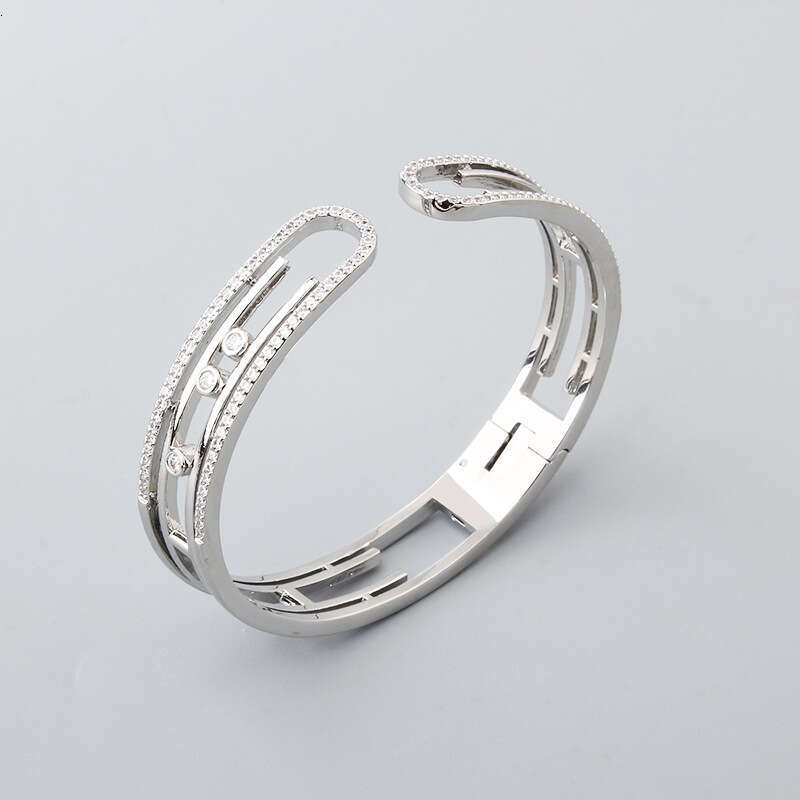 Japanese and Korean Simple Micro Inlaid Zircon Open H Letter Elegant Hollow Couple Bracelet Live Hot Item
