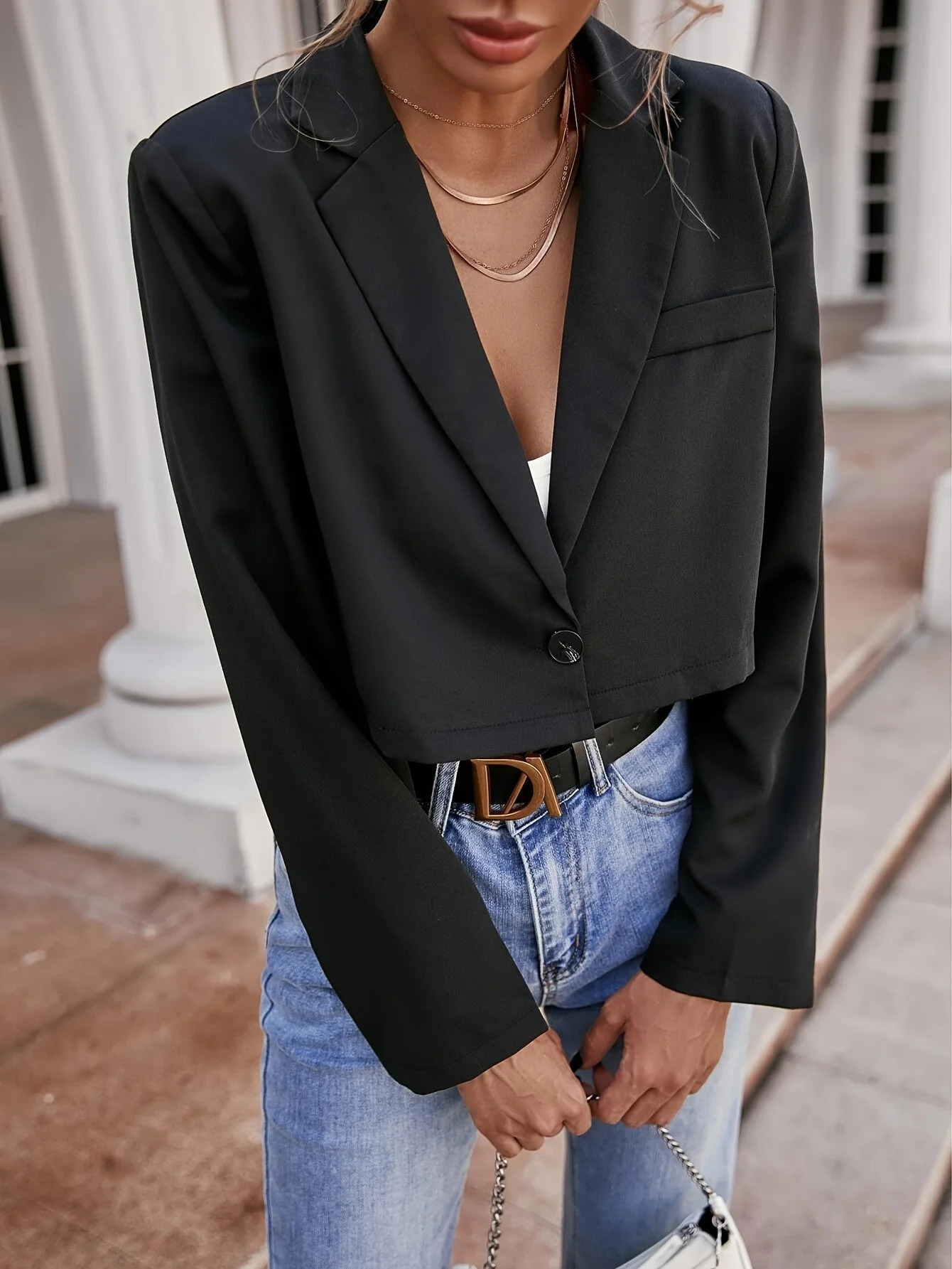 Korean versatile spring summerautumn thin JK small suit jacket for women short length long sleeved 250815