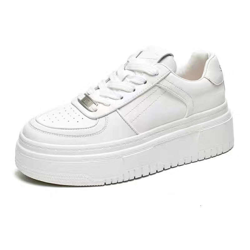 2025 New Genuine Leather 5.5CM Height-Increasing Platform Sole White Sneakers for Women Spring Summer Breathable Casual Versatile Board Shoes