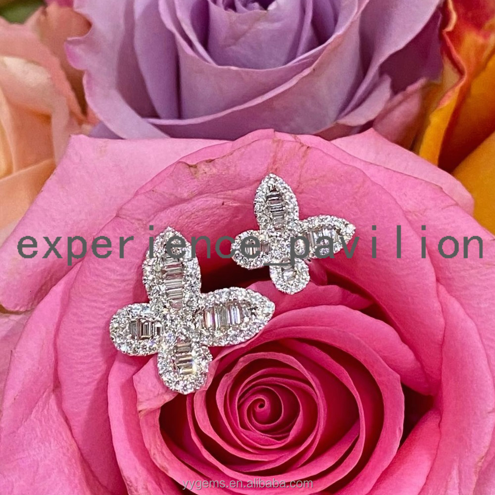 Fine Jewelry Baguette Moissanite Butterfly Open Ring 14K Gold Womens Fashion Wedding Ring Women Fine Rings