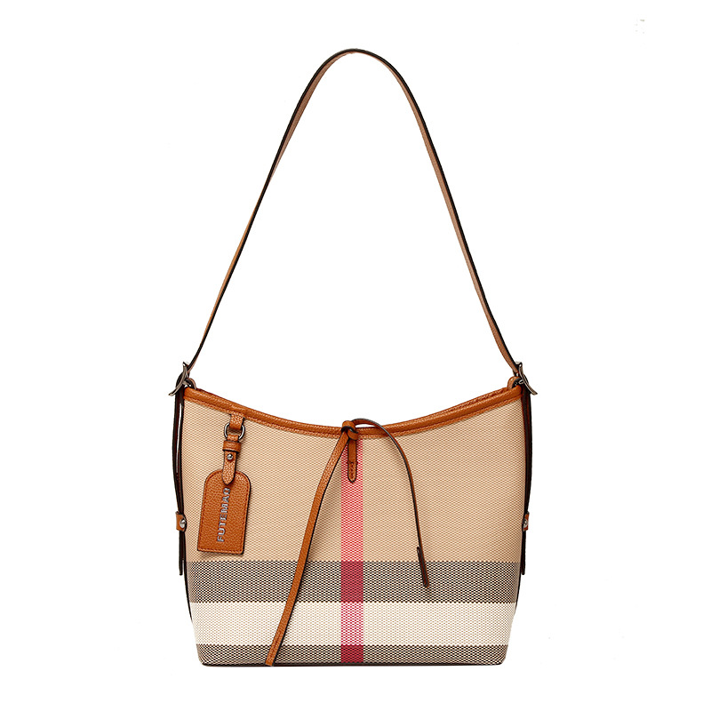 Fashion plaid casual messenger bag large capacity contrasting color versatile retro shoulder bag big name commuter women tote bag