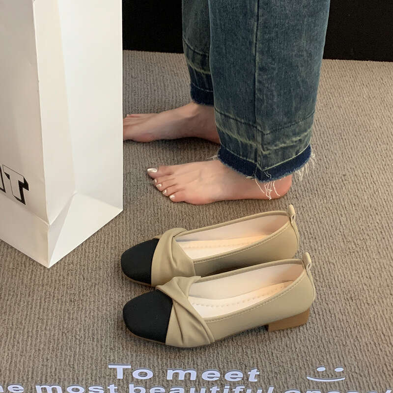 2023 Summer Women's Fashion Versatile Shallow Mouth Single Shoes Non-Slip Fabric Drop Heel Good Product Just That Simple