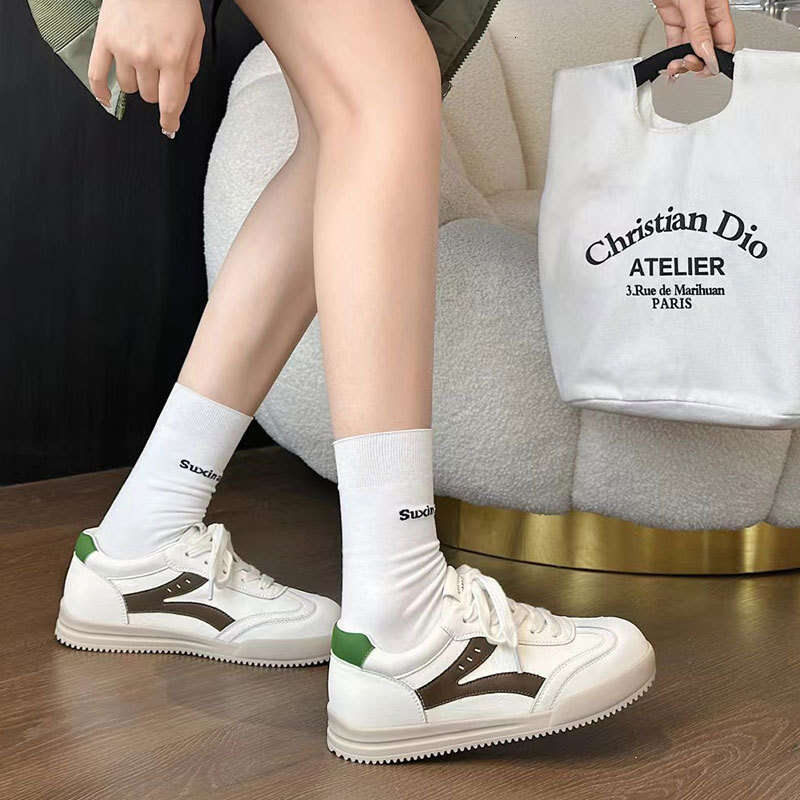 2025 New Summer Autumn Genuine Leather White Sneakers for Women Korean Style Versatile Sports Campus Casual Board German Training Shoes