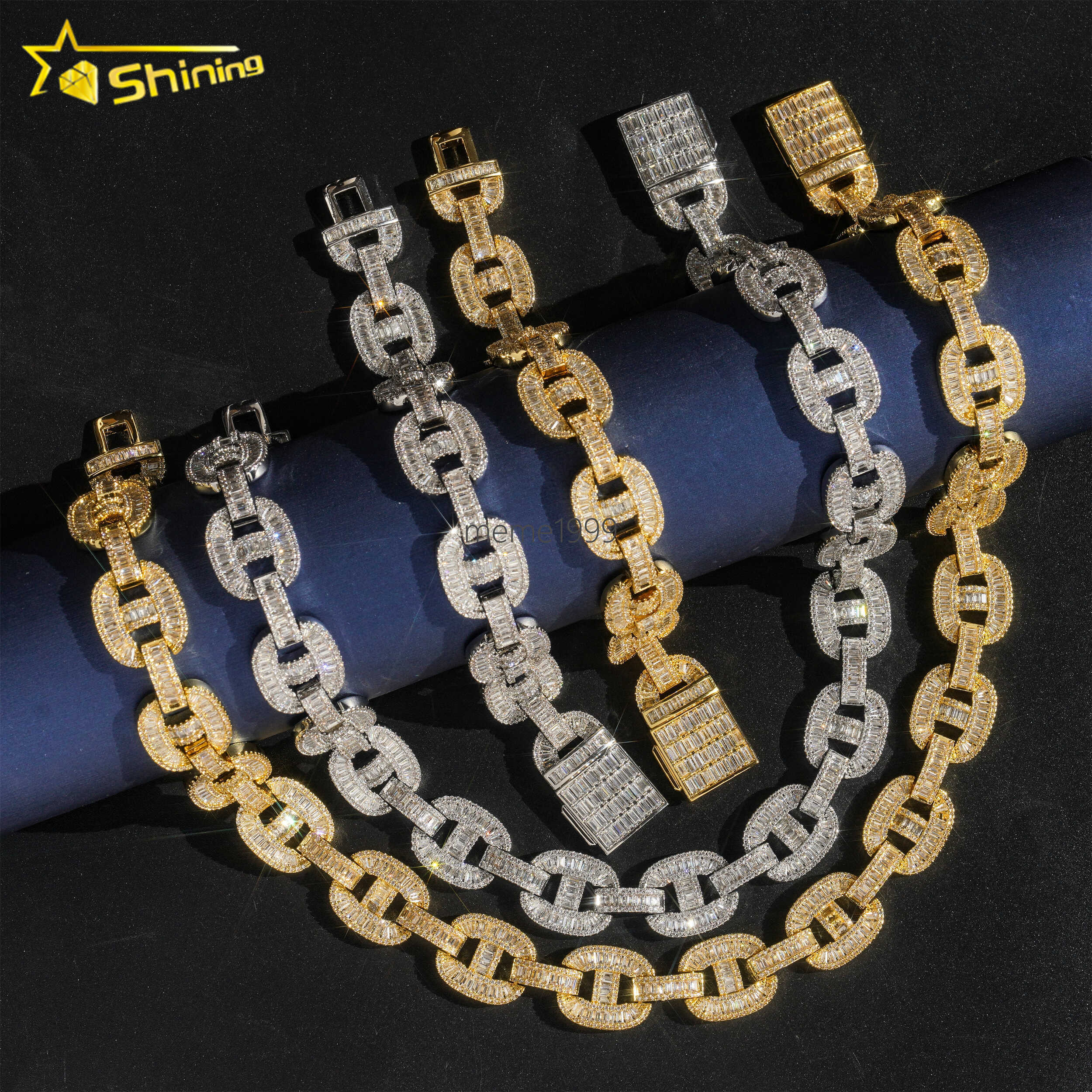 Ready to Ship Iced Out Cuban Bracelets High Quality 18K Gold Plated Brass moissanite Diamond Cuban Link Chain
