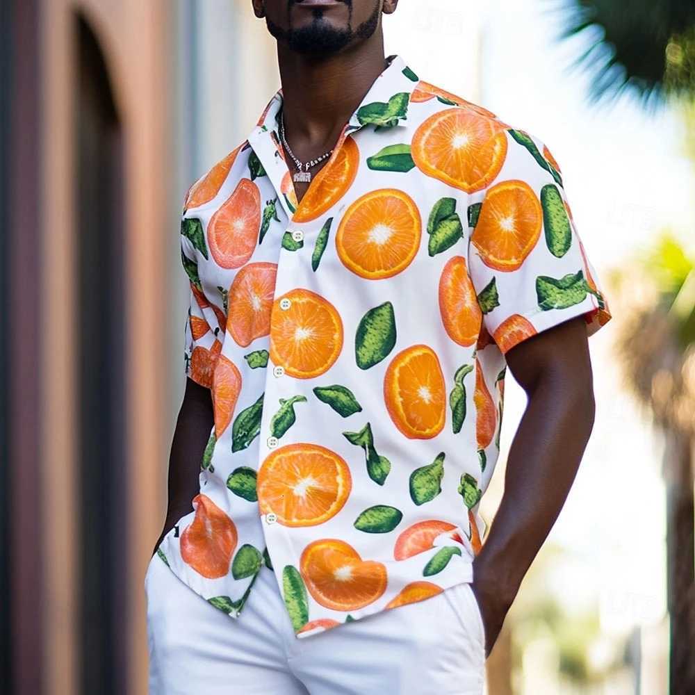 Mens Shirt Fruit 3D Hawaiian Shirts Lapel Short Sleeve Shirt Summer Casual Tops Loose Oversized T-shirts Men Clothing Y250819