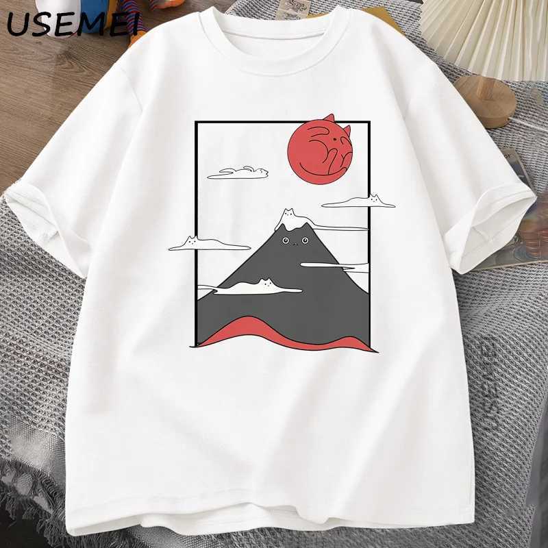 Funny Cat Graphic T Shirts Japanese Cat Graphic Tee Cotton Printed Short Sleeve Tees Men Women Harajuku Hight Qualty Clothes Y250819