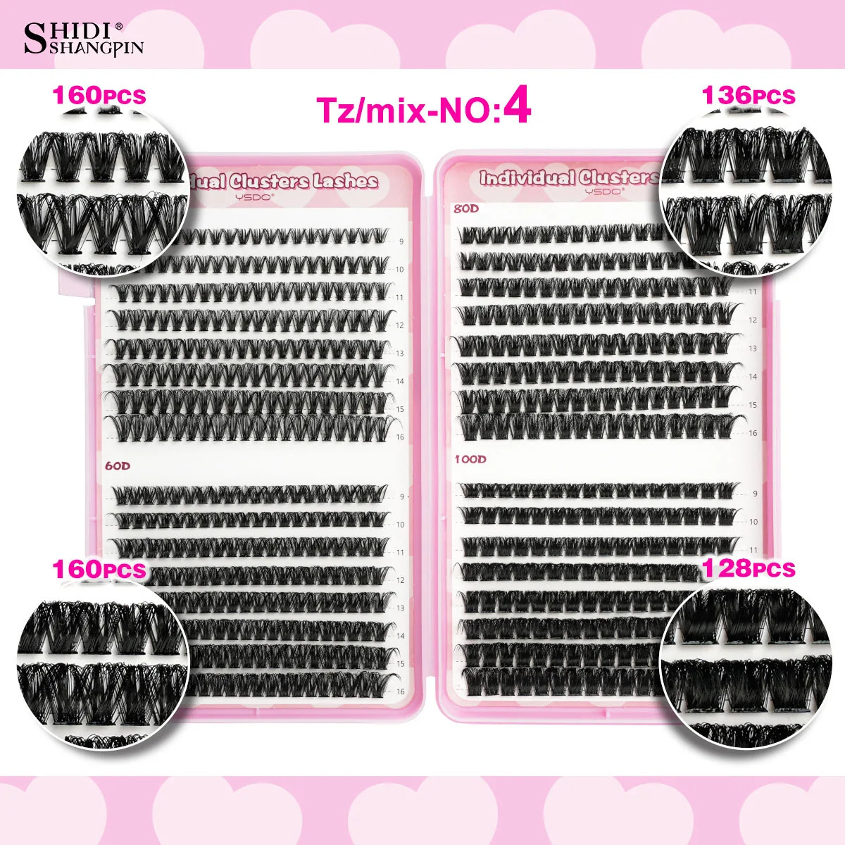 1432 Rows Individual Lashes Kit Cluster Eyelash Diy Lash With Bond and Seal Glue Remover tweezer 250811