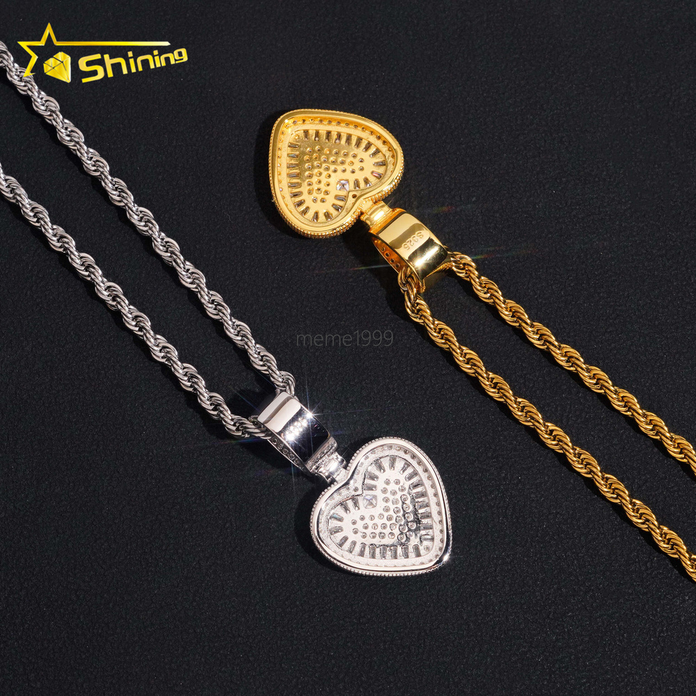 No Tarrifs USA Warehouse GRA Cert 925 Sterling Silver Hip Hop Iced Out VVS Moissanite Diamond Heart Pendant